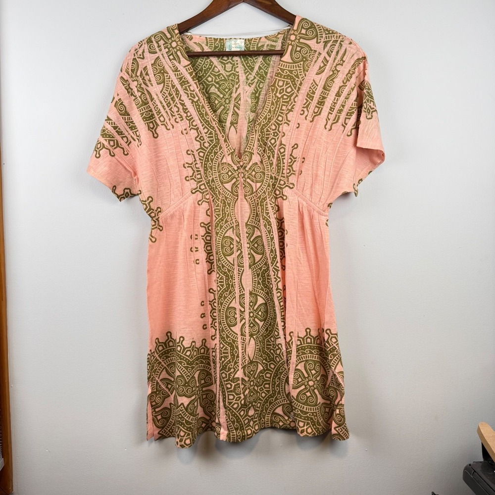 Live and Let Live Beach Tunic Top Women L Boho Festival Hippie Beachwear Coverup